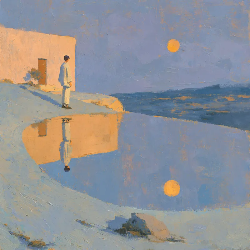 A person standing in warm light reading a letter — reflecting on themselves